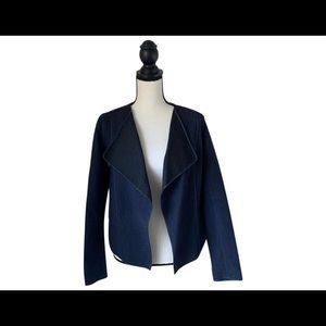 VINCE Navy Blue Cropped Open Front Blazer / Small